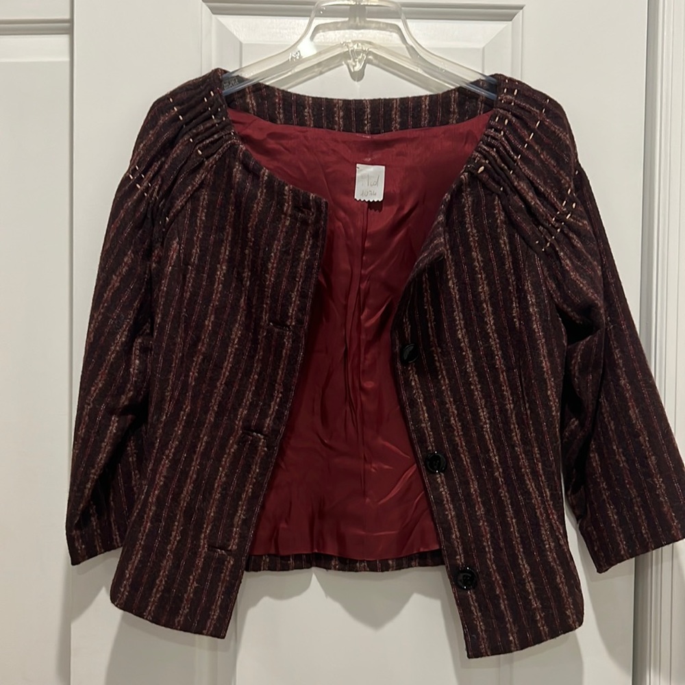 Carolina Herrera Brown striped wool blazer Vintage sample